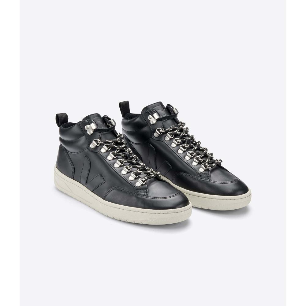 Women's Veja RORAIMA LEATHER High Tops Black/White | SG 355CTV